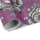 Schädel und Lila Gotik Geschenkpapier (Rolleneckpunkt)