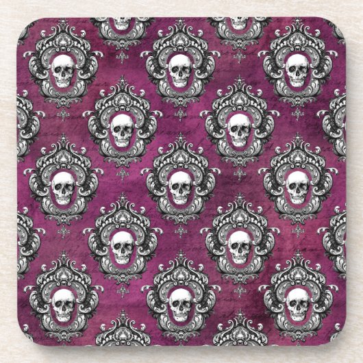 Schädel und Lila gotisch Getränkeuntersetzer (Vorderseite)