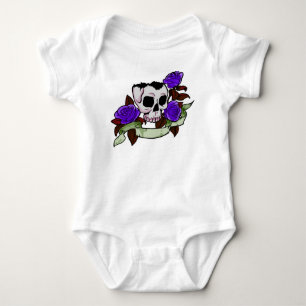 Schädel und lila Rose Baby Strampler