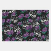 Schädel und Lila Rose | Dark Gothic Grunge Glam Geschenkpapier Set (Vorderseite)