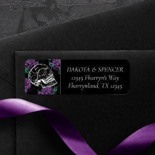 Schädel und Lila Rose Gothic Grunge Address