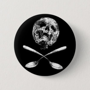 Schädel und Löffel Button