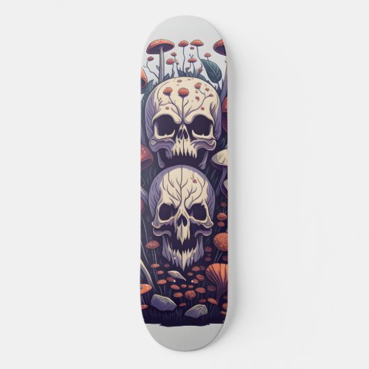 Schädel und Pilze Skateboard (Vorderseite)