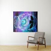 Schädel und Planet Erde - menschliche Schädel Wandteppich (Beispiel (Horizontal))