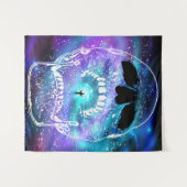 Schädel und Planet Erde - menschliche Schädel Wandteppich (Vorderseite (Horizontal))