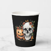 Schädel und Pumpkin Pappbecher (Vorderseite)