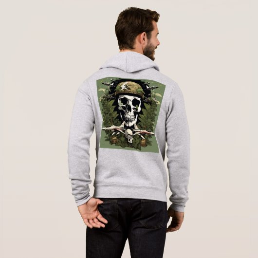 Schädel und Rauch Hoodie (Schwarz voll)
