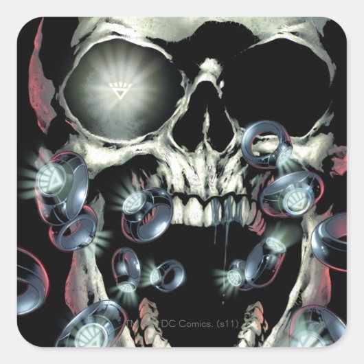 Schädel und Ringe - Farbe Quadratischer Aufkleber (Vorderseite)