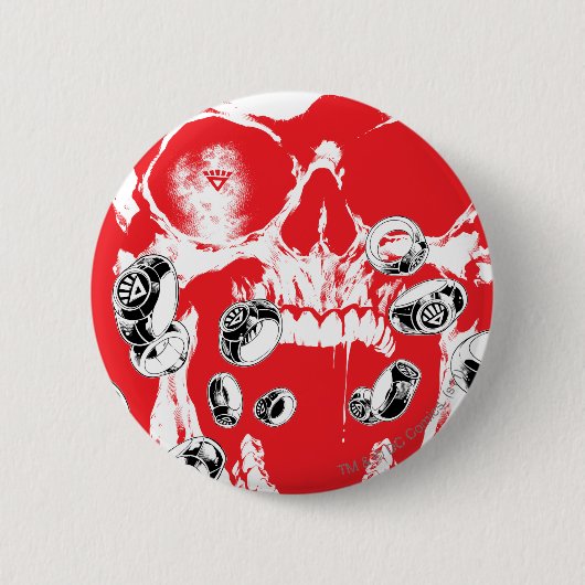 Schädel und Ringe - Rot Button (Vorderseite)