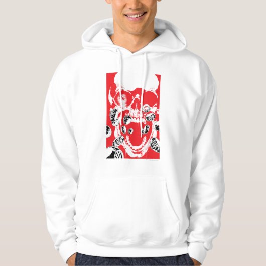 Schädel und Ringe - rot Hoodie (Vorderseite)