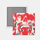 Schädel und Ringe - rot Magnet (Vorderseite/Rückseite)