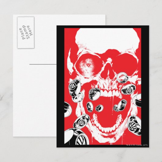 Schädel und Ringe - rot Postkarte (Vorne/Hinten)