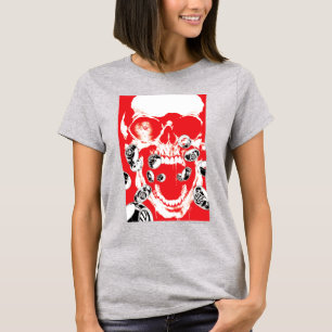 Schädel und Ringe - rot T-Shirt