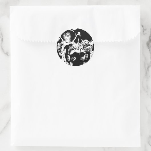 Schädel und Ringe Runder Aufkleber (Tasche)