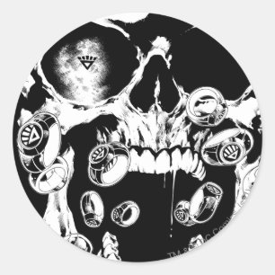 Schädel und Ringe Runder Aufkleber