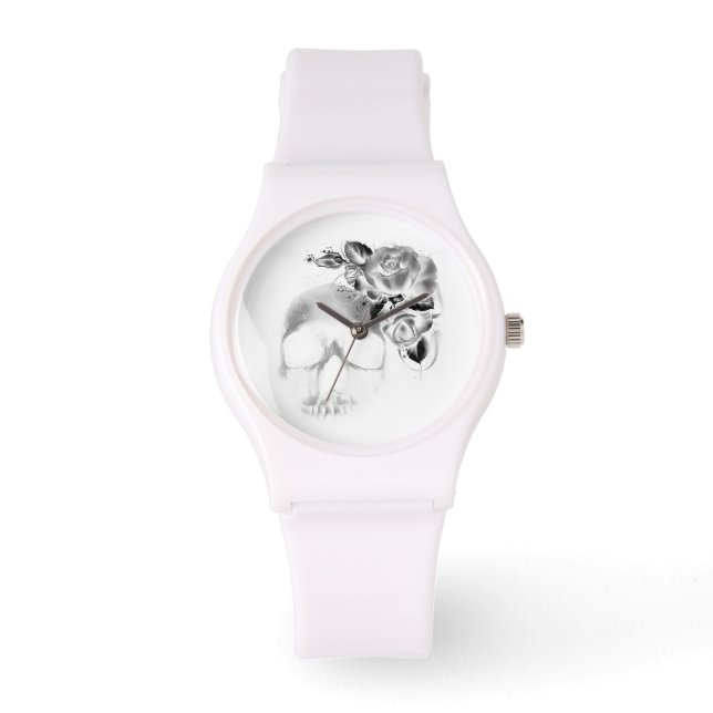 Schädel und Rose Armbanduhr (Vorderseite)