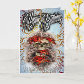 Schädel und Rose der Geburtstagskarte Karte (Gelbe Blume)