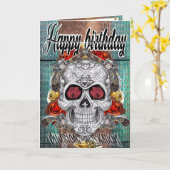 Schädel und Rose der Geburtstagskarte Karte (Gelbe Blume)