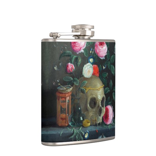 Schädel und Rose Flachmann (Rechts)