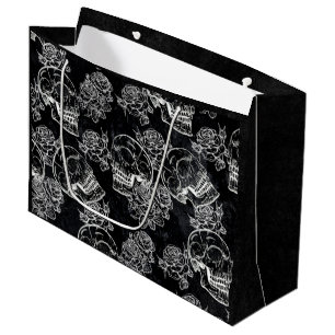 Schädel und Rose   Funky Gothic Glam Grunge Große Geschenktüte