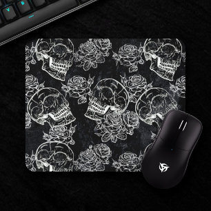 Schädel und Rose   Funky Gothic Glam Grunge Mousepad
