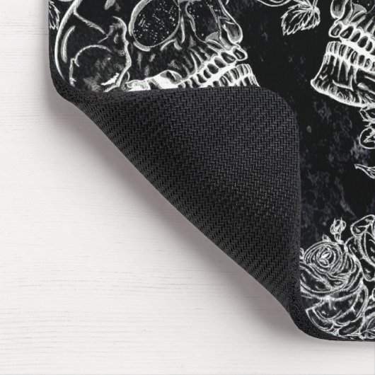 Schädel und Rose | Funky Gothic Glam Grunge Mousepad (Ecke)