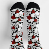 Schädel und Rose Gemustert Psychobild Socken (Oben)