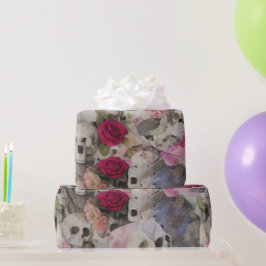 Schädel und Rose Geschenkpapier