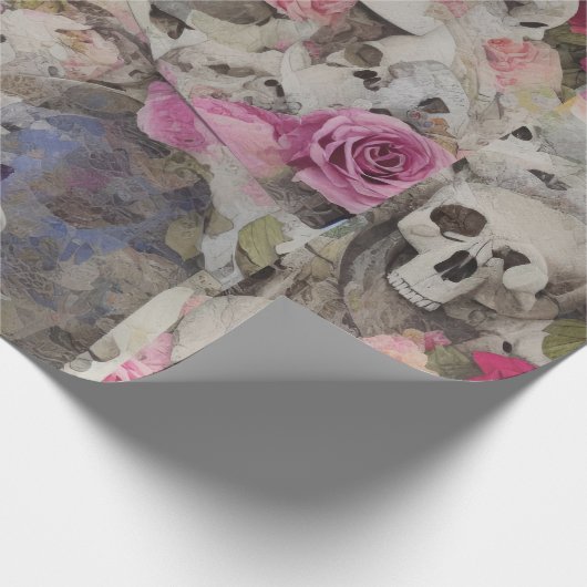 Schädel und Rose Geschenkpapier (Ecke)
