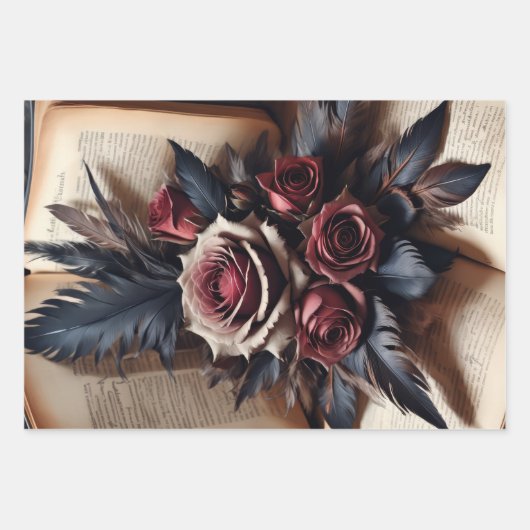 Schädel und Rose Geschenkpapier Set (Vorderseite 3)