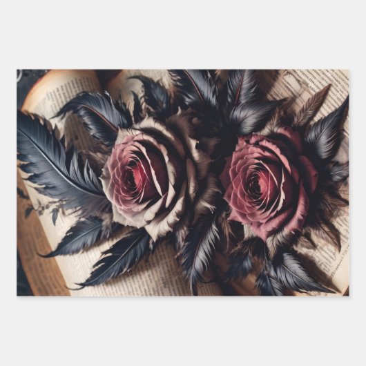 Schädel und Rose Geschenkpapier Set (Vorderseite 2)