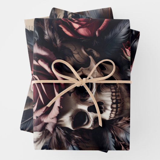 Schädel und Rose Geschenkpapier Set (Beispiel)