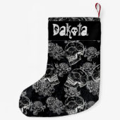 Schädel und Rose | Glam Funky Custom Kleiner Weihnachtsstrumpf (Rückseite)