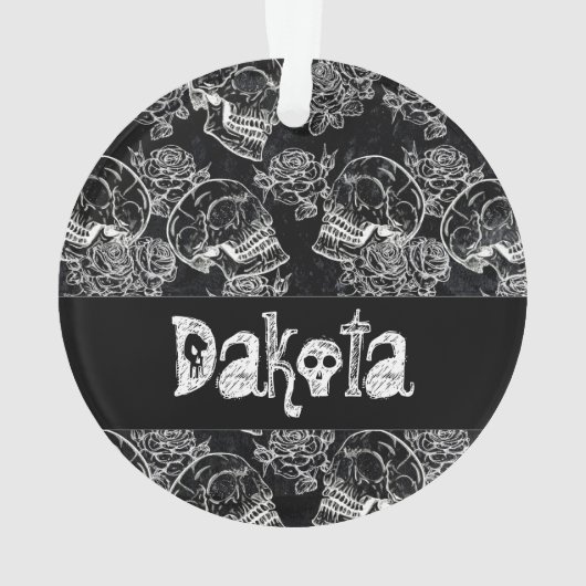 Schädel und Rose | Glam Funky Custom Ornament (Rückseite)