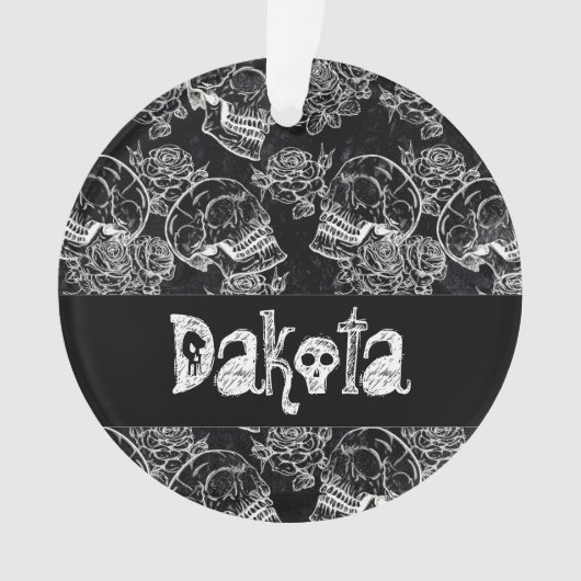 Schädel und Rose | Glam Funky Custom Ornament (Vorderseite)