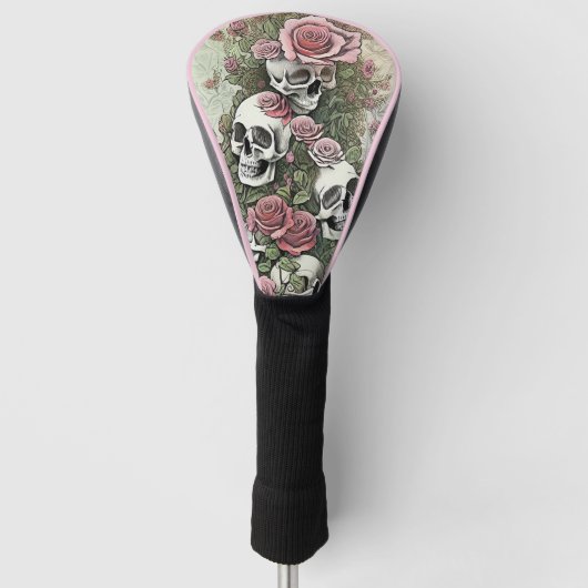 Schädel und Rose Golf Headcover (Vorderseite)