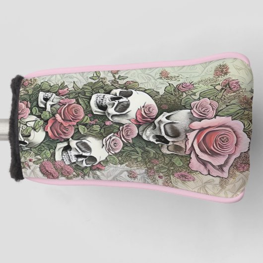 Schädel und Rose Golf Headcover (Vorderseite)