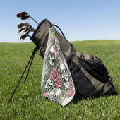Schädel und Rose Golfhandtuch (Gras)