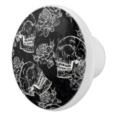 Schädel und Rose | Gothic Glam Funky Grunge Keramikknauf (Rechts)