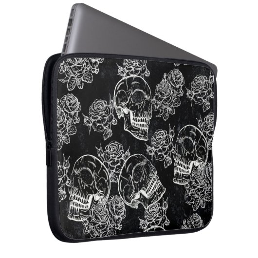 Schädel und Rose | Gothic Glam Funky Grunge Laptopschutzhülle (Vorne Rechts)