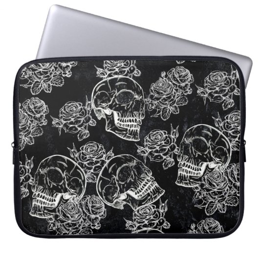 Schädel und Rose | Gothic Glam Funky Grunge Laptopschutzhülle (Vorderseite)