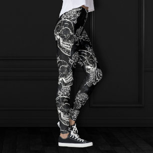 Schädel und Rose   Gothic Glam Funky Grunge Leggings