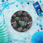 Schädel und Rose | Gothic Glam Funky Grunge Pappteller (Party)