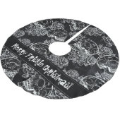 Schädel und Rose | Gothic Glam Funky Grunge Polyester Weihnachtsbaumdecke (Schrägansicht)