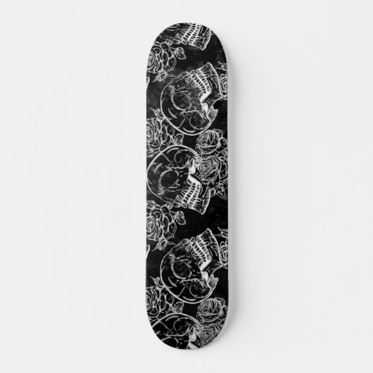 Schädel und Rose | Gothic Glam Funky Grunge Skateboard (Vorne)