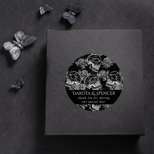 Schädel und Rose | Gothic Glam Vielen Dank Runder Aufkleber