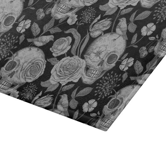 Schädel und Rose gotisch Schneidebrett (Ecke)