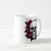 Schädel und Rose Gotische Tasse | Dark Floral Skel (VorderseiteRechts)