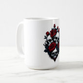 Schädel und Rose: Gotisches Blumendesign Kaffeetasse (Vorderseite Links)