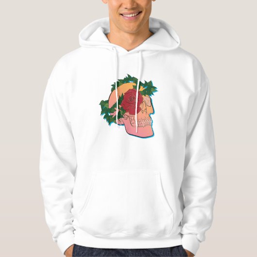 Schädel und Rose Hoodie (Vorderseite)
